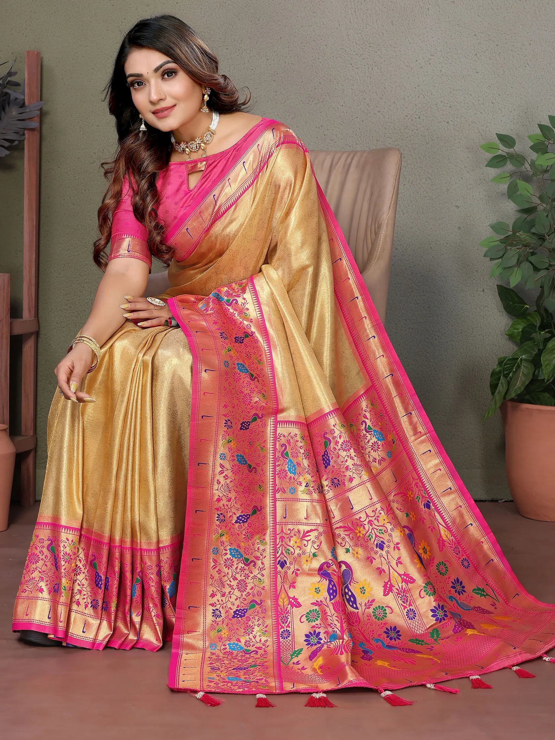 Stunning Yellow Zari Weaving Banarasi Silk Event Wear Saree With Blouse - Zeel Clothing