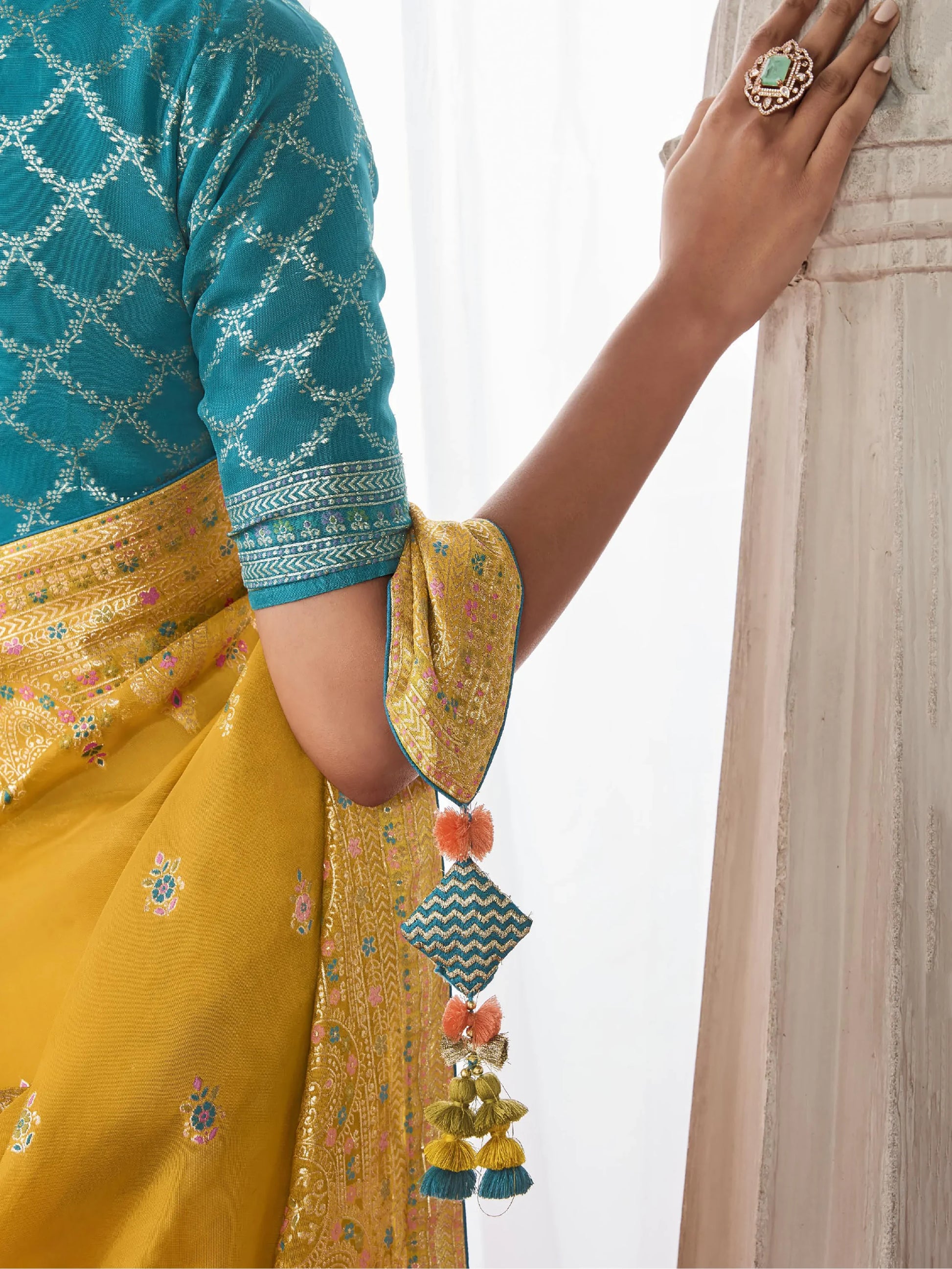Stunning Yellow Zari Weaving Silk Haldi Wear Saree With Blouse - Zeel Clothing