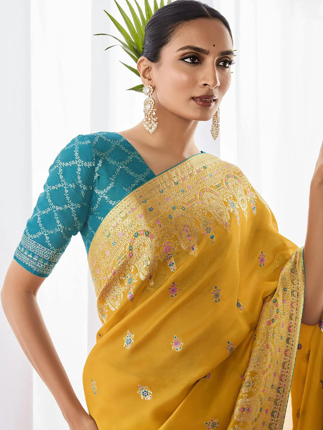 Stunning Yellow Zari Weaving Silk Haldi Wear Saree With Blouse - Zeel Clothing