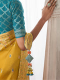 Stunning Yellow Zari Weaving Silk Haldi Wear Saree With Blouse - Zeel Clothing