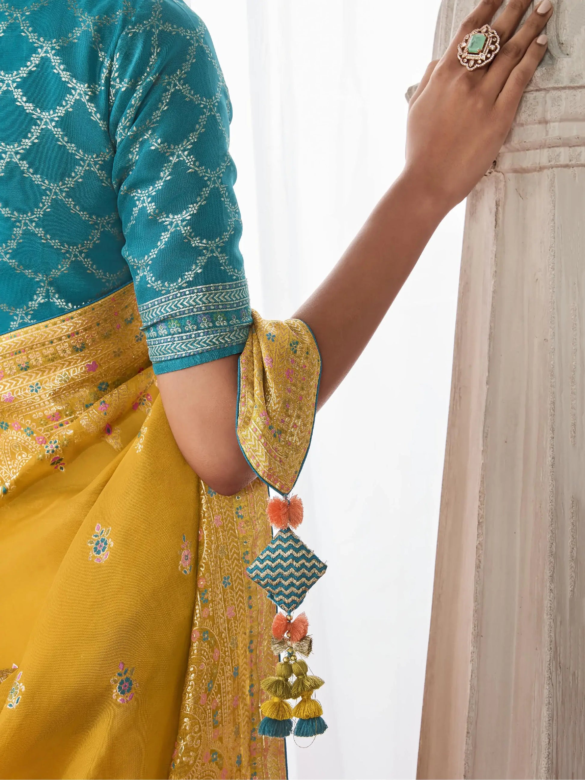 Stunning Yellow Zari Weaving Silk Haldi Wear Saree With Blouse - Zeel Clothing