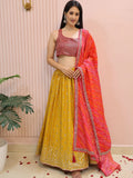 Stunning Yellow Zari Work Georgette Haldi Wear Lehenga With Blouse - Zeel Clothing