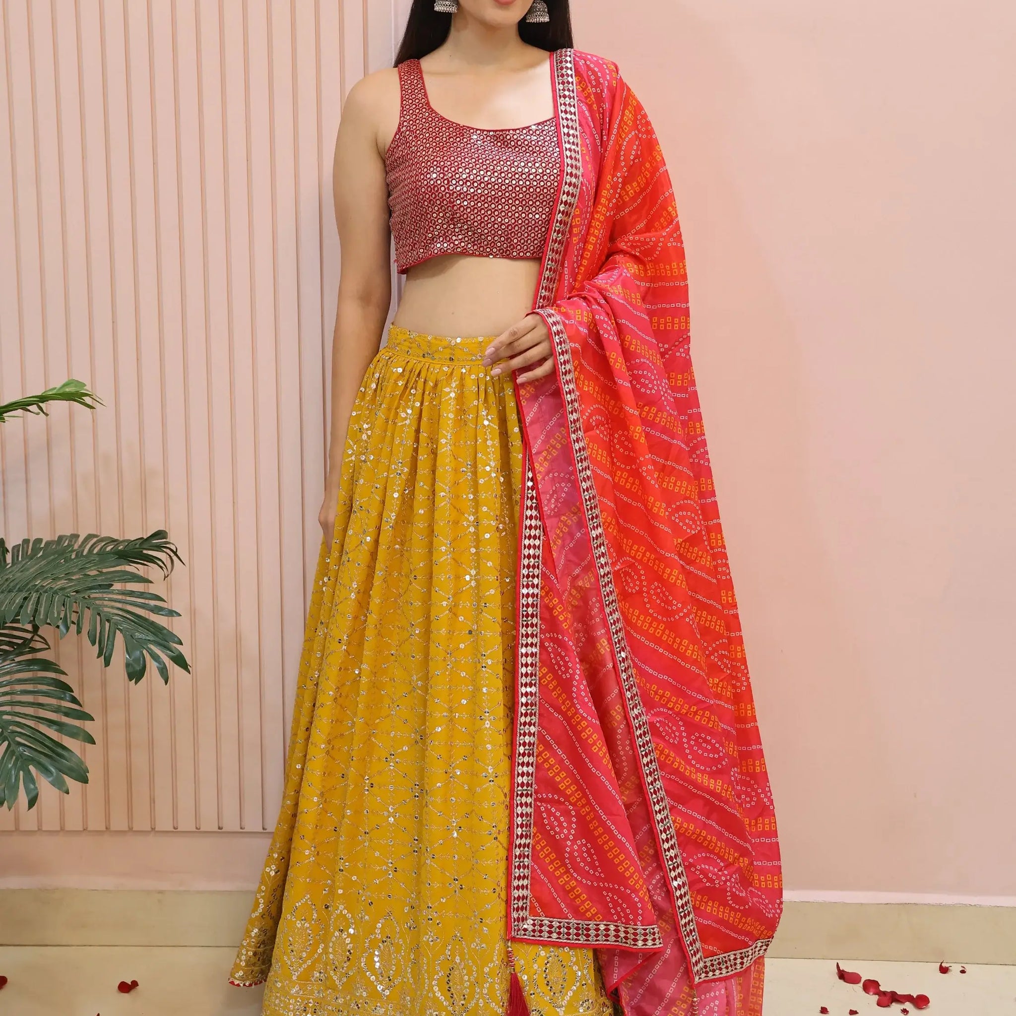 Stunning Yellow Zari Work Georgette Haldi Wear Lehenga With Blouse - Zeel Clothing