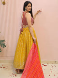 Stunning Yellow Zari Work Georgette Haldi Wear Lehenga With Blouse - Zeel Clothing