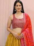 Stunning Yellow Zari Work Georgette Haldi Wear Lehenga With Blouse - Zeel Clothing