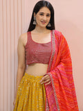 Stunning Yellow Zari Work Georgette Haldi Wear Lehenga With Blouse - Zeel Clothing