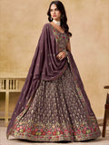 Stupendous Purple Heavy Embroidered Georgette Traditional Lehenga Choli