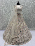 Stupendous White Thread Work Net Reception Wear Lehenga Choli With Dupatta