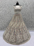 Stupendous White Thread Work Net Reception Wear Lehenga Choli With Dupatta