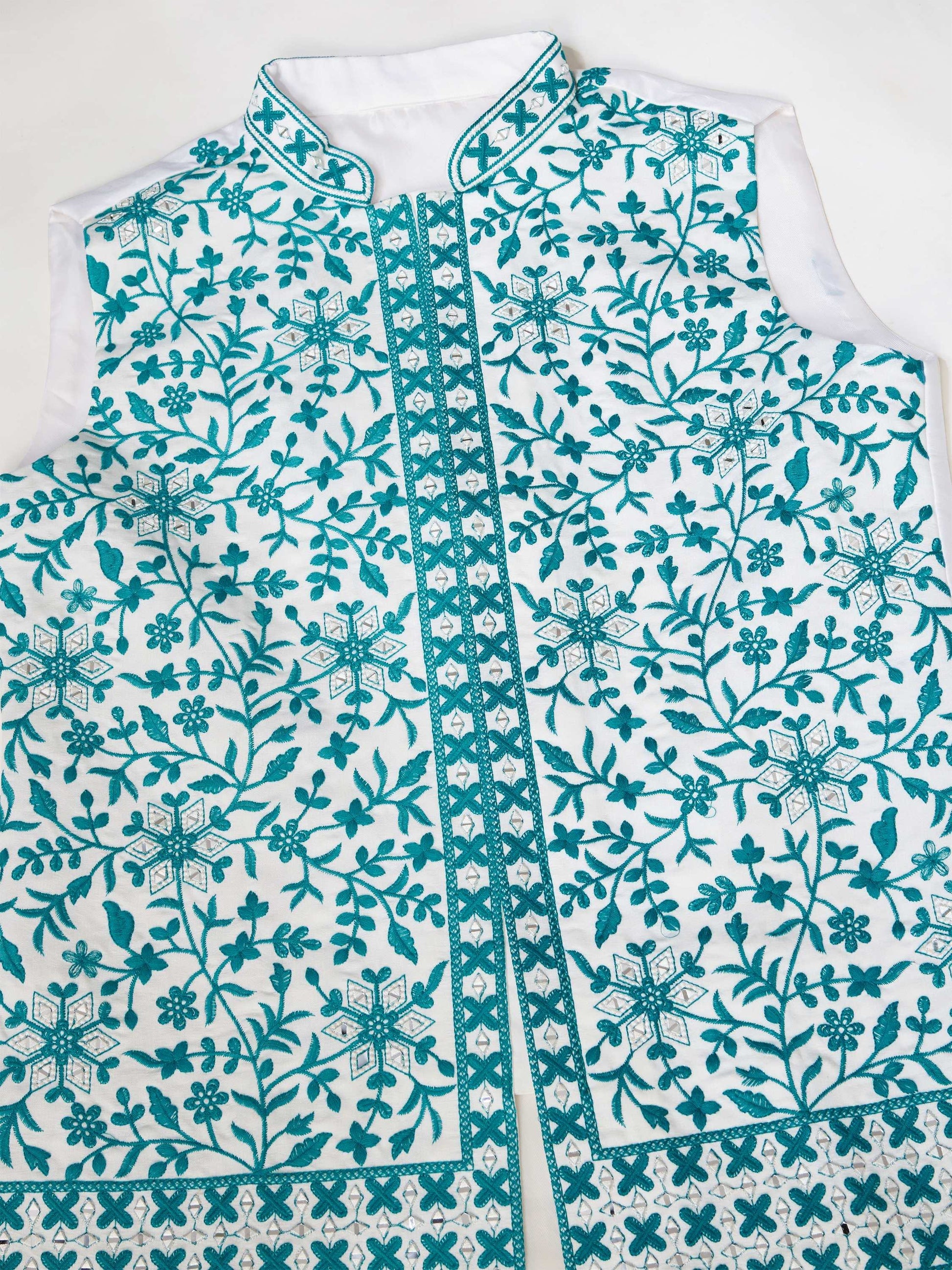 Stupendous White Thread Work Silk Traditional Men Kurta With Pant And Jacket