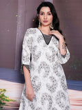 Stylish Black Floral Printed Cotton Casual Wear Palazzo Suit