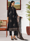 Stylish Black Thread Embroidery Organza Evening Wear Pant Suit With Dupatta