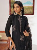 Stylish Black Thread Embroidery Organza Evening Wear Pant Suit With Dupatta