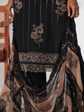 Stylish Black Thread Embroidery Organza Evening Wear Pant Suit With Dupatta