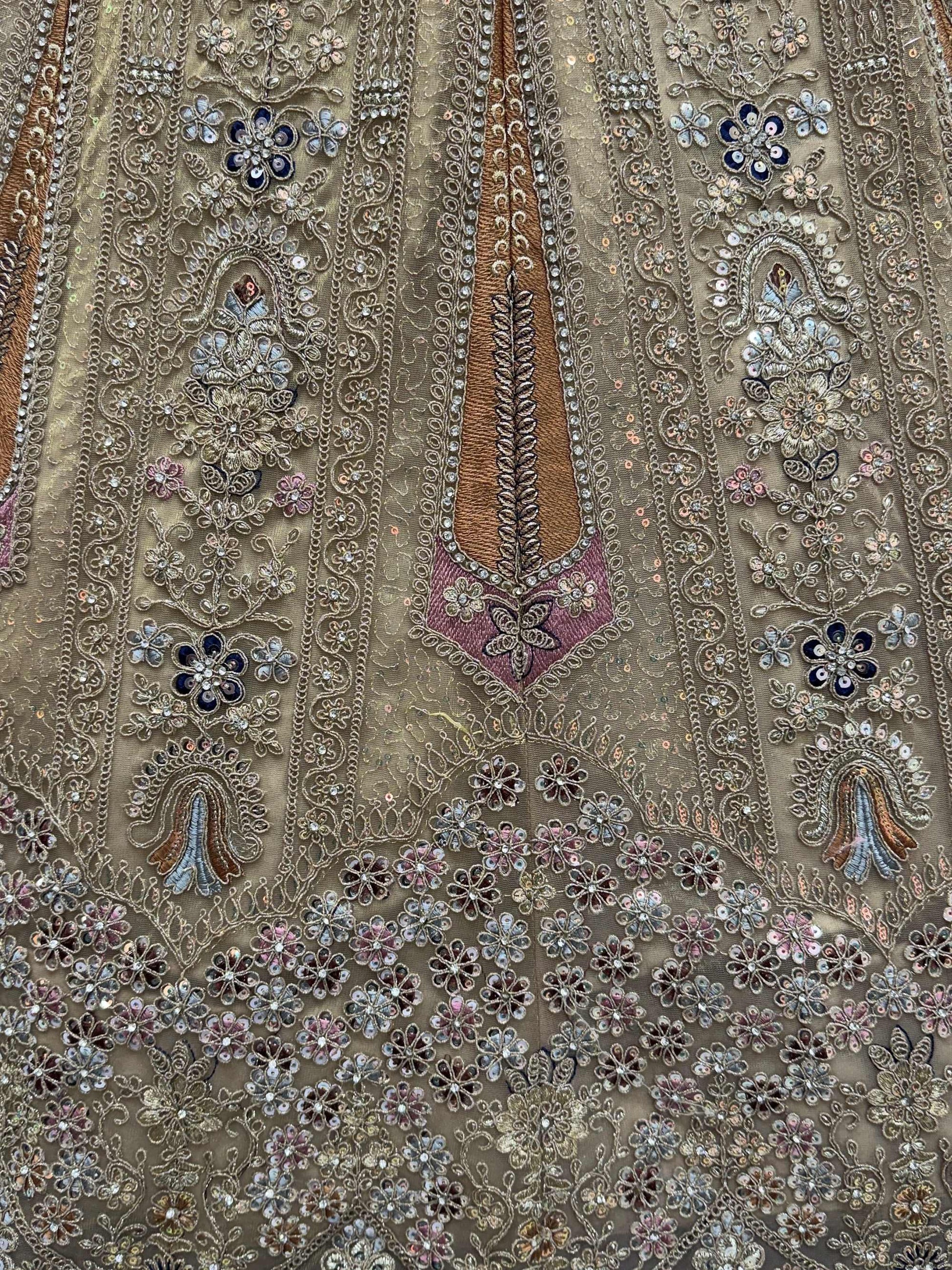 Stylish Golden Zari Embroidery Net Reception Wear Lehenga Choli With Dupatta