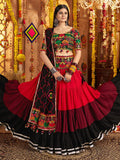 Stylish Multi-Color Embroidered Cotton Navratri Special Lehenga Choli With Dupatta - Zeel Clothing