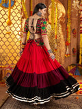 Stylish Multi-Color Embroidered Cotton Navratri Special Lehenga Choli With Dupatta - Zeel Clothing
