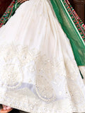 Stylish Off-White Lucknowi Work Georgette Lehenga Choli With Green Dupatta - Zeel Clothing