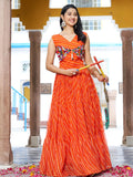 Stylish Orange Leheriya Printed Georgette Festive Wear Gown - Zeel Clothing