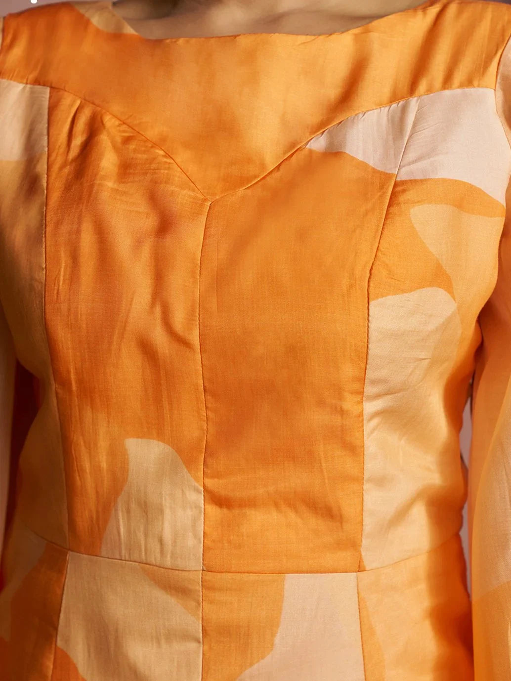 Stylish Orange Printed Muslin Silk Designer Peplum Co-Ord Set