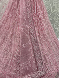Stylish Powder Pink Thread Work Silk Bridesmaid Lehenga Choli With Dupatta
