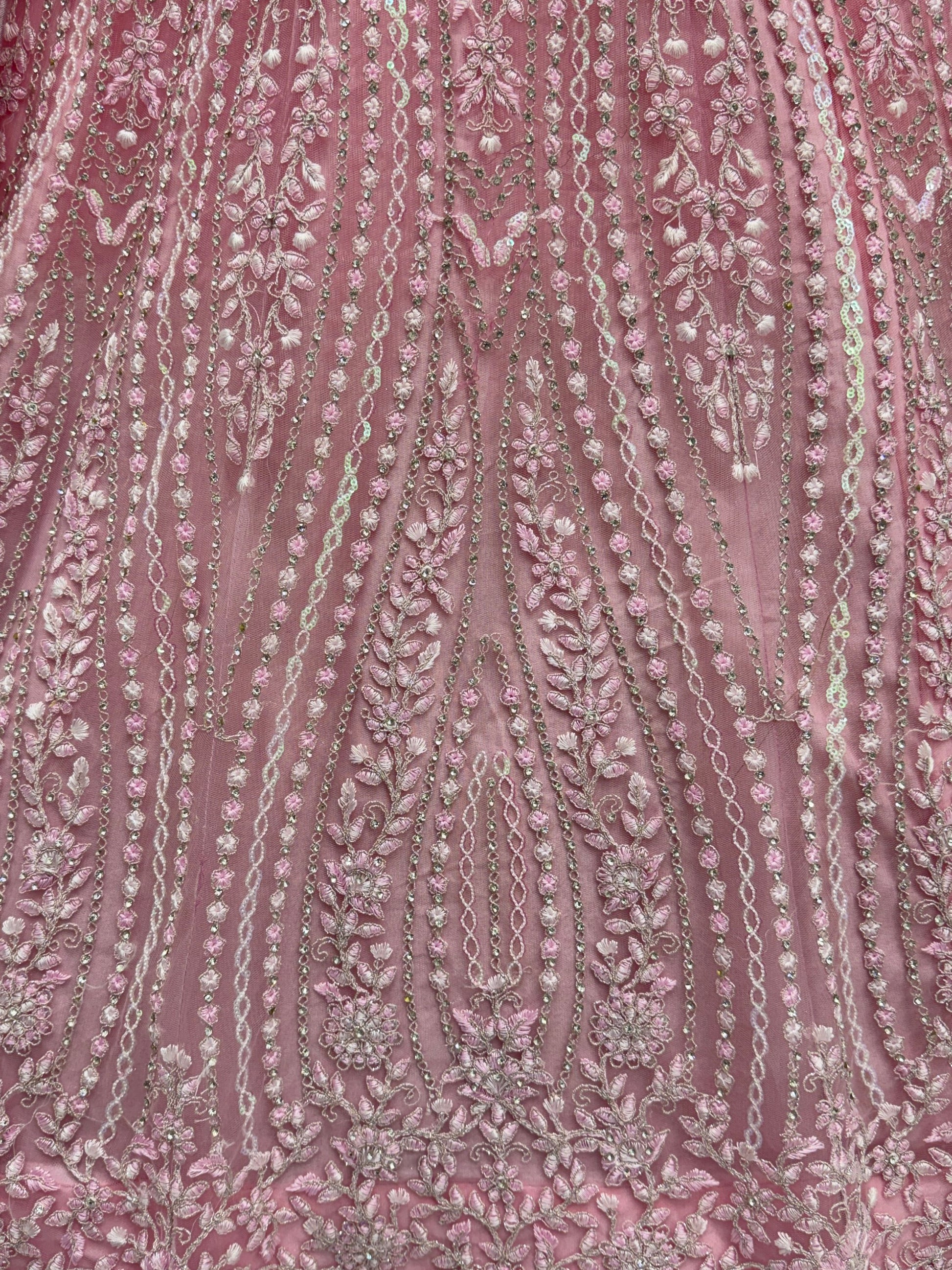 Stylish Powder Pink Thread Work Silk Bridesmaid Lehenga Choli With Dupatta