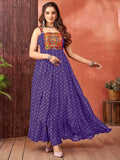 Stylish Purple Bandhani Print Georgette Navratri Special Gown - Zeel Clothing