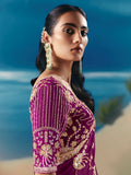 Stylish Purple Stone Work Georgette Reception Wear Saree With Blouse