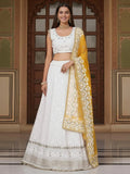 Stylish White Sequins Georgette Designer Lehenga With Blouse