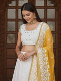 Stylish White Sequins Georgette Designer Lehenga With Blouse