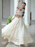 Stylistic Off-White Cotton Navratri Wear Lehenga With Gamthi Work Blouse - Zeel Clothing