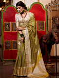 Sumptuous Green Zari Weaving Jacquard Traditional Saree With Blouse - Zeel Clothing