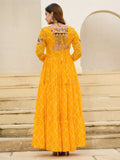 Sumptuous Yellow Kutchi Patch Work Georgette Navratri Wear Gown - Zeel Clothing