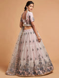 Super Grey Zari Embroidery Net Party Wear Lehenga Choli - Zeel Clothing