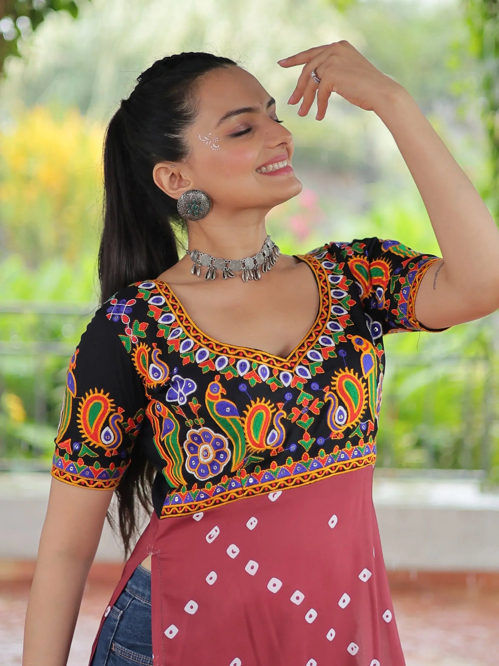 Superb Black Bandhani Printed Rayon Navratri Wear Long Kurti - Zeel Clothing