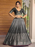 Superb Black Sequins Chinon Events Wear Lehenga Choli With Dupatta - Zeel Clothing
