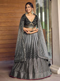 Superb Black Sequins Chinon Events Wear Lehenga Choli With Dupatta - Zeel Clothing