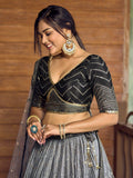 Superb Black Sequins Chinon Events Wear Lehenga Choli With Dupatta - Zeel Clothing