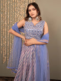 Superb Lavender Printed Organza Bridesmaid Lehenga With Blouse