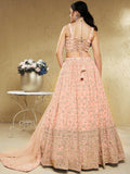 Superb Light Pink Sequins Georgette Lehenga Choli With Dupatta - Zeel Clothing
