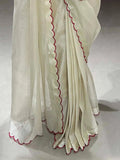 Superb Off-White Arca Work Silk Festive Wear Saree With Blouse - Zeel Clothing