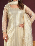 Superb Off-White Sequins Net Wedding Wear Salwar Kameez With Dupatta - Zeel Clothing