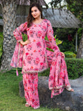 Superb Pink Floral Printed Georgette Festival Wear Sharara Suit - Zeel Clothing