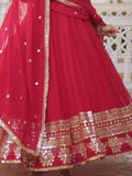 Superb Pink Sequins Georgette Wedding Wear Anarkali Gown With Dupatta - Zeel Clothing