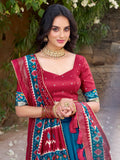 Superb Teal Blue Patola Printed Tussar Silk Event Wear Lehenga Choli - Zeel Clothing