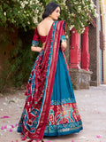 Superb Teal Blue Patola Printed Tussar Silk Event Wear Lehenga Choli - Zeel Clothing
