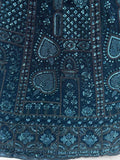 Superb Teal Blue Thread Embroidery Net Reception Wear Lehenga Choli - Zeel Clothing