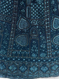 Superb Teal Blue Thread Embroidery Net Reception Wear Lehenga Choli - Zeel Clothing