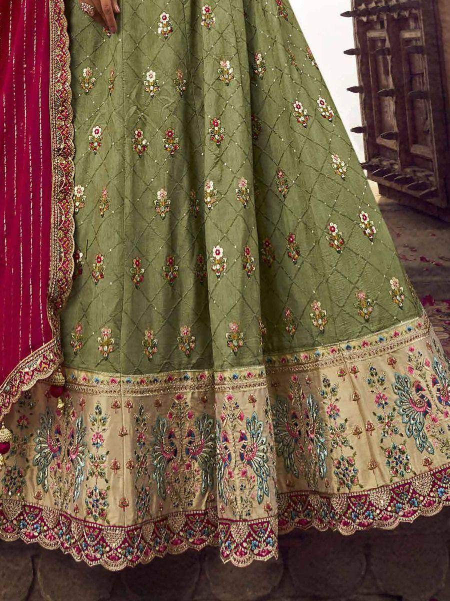 Superb Teal Green Embroidered Viscose Silk Traditional Lehenga Choli - Zeel Clothing