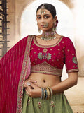 Superb Teal Green Embroidered Viscose Silk Traditional Lehenga Choli - Zeel Clothing